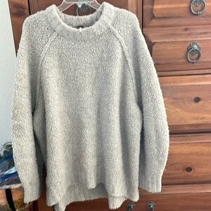 NWOT Free People Silver Clouds Teddy Sweater Tunic Size Large